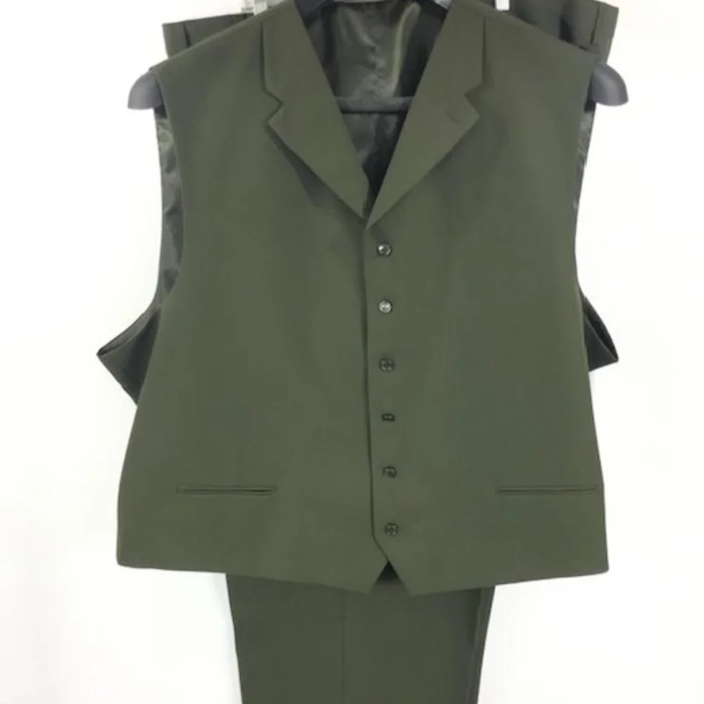 Pacelli Men's 3 Piece Suit Jacket Vest Pleated Pants Baggy Fit Wide Leg Size 60L